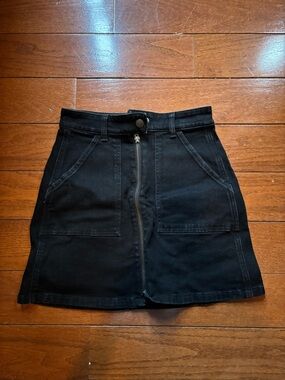 Madewell Black Front-Zip Denim Mini Skirt